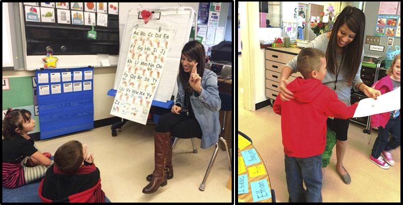 Silent fingerspelling helps children visually integrate ABC and Phonics skills. I"If your name begins with 'R,' you may be excused.)