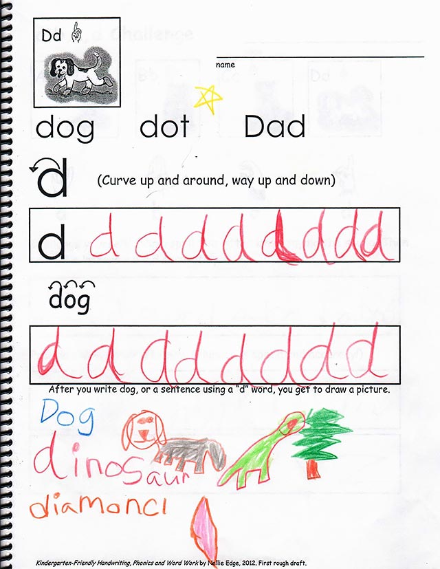 kindergarten friendly handwriting