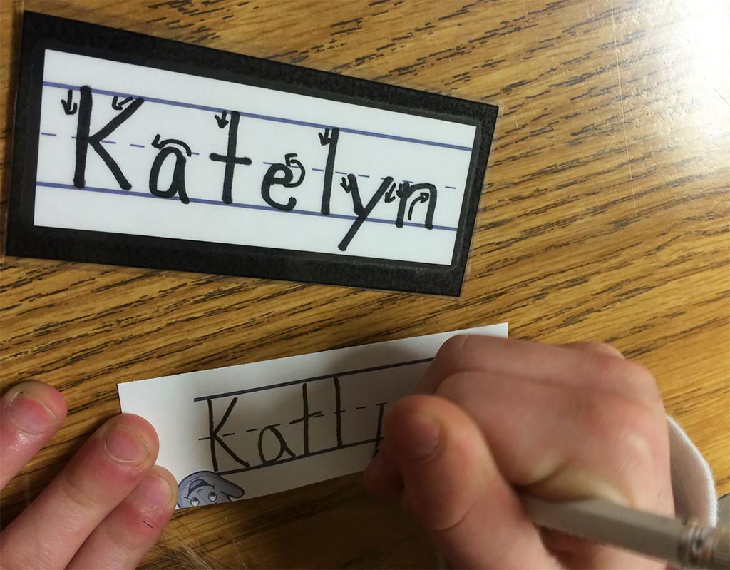 10 Kindergarten Handwriting: 1. Use a Name Ticket Model