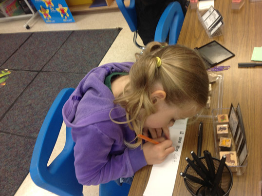 Kindergartners Love to Make Stamp and Read Books