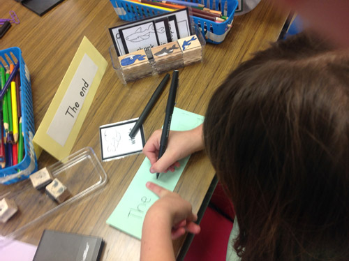 Kindergartners Love to Make Stamp and Read Books