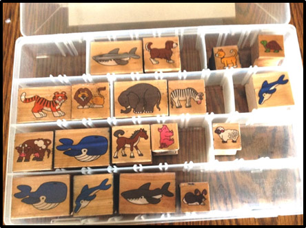 16 Wooden Animal Stamps