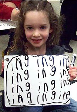 handwriting lesson - learning ing in kindergarten