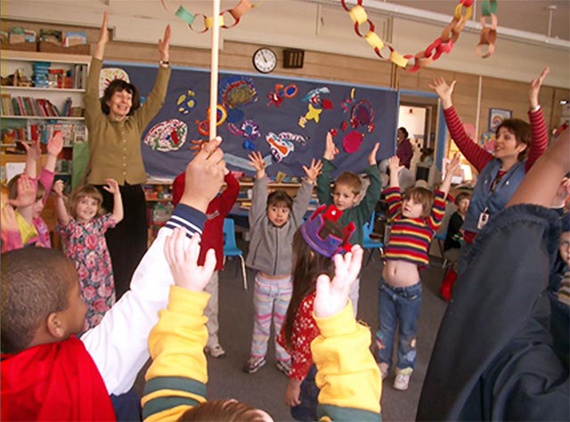 kindergarten classroom with Joanie Cutler