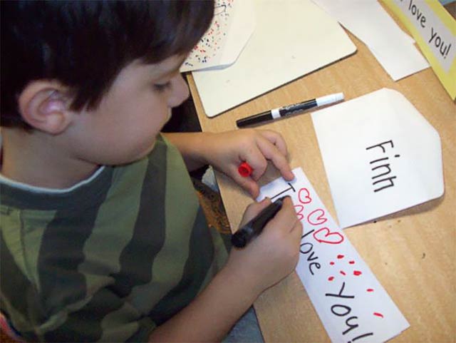 kindergartners learn purposeful writing
