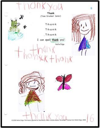kindergartners write thank you