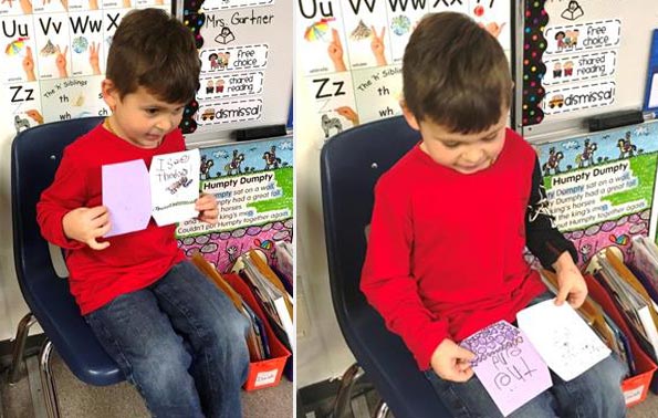 Review handwriting motions within the context of high-frequency “heart word” sentence patterns before children do independent bookmaking activities.
