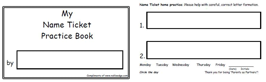 Name Ticket: 6. Invite Parents to Practice First and Last Name Writing at Home