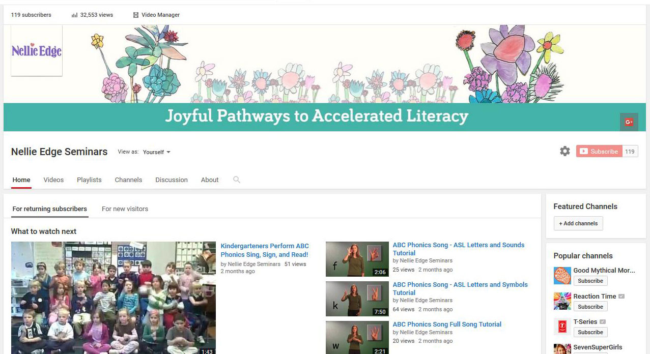 FREE YouTube sites for kindergarten learning