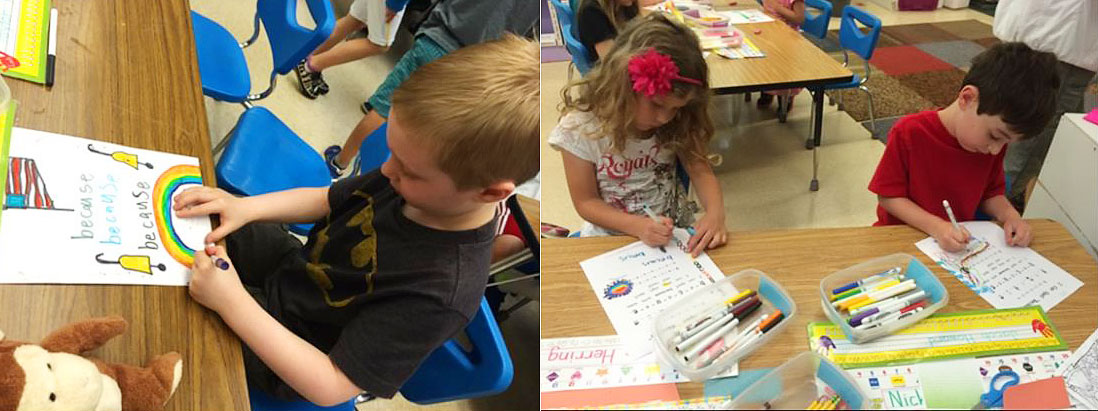 Opinion Writing: Children Illustrate Their Sing, Sign, Spell, and Read Pages for Their Anthology Notebooks