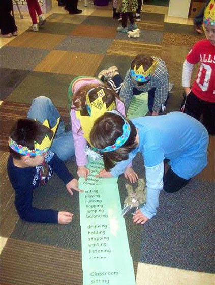 Let’s find 100 “ing” words: The 100th day of school is coming! (They actually found 106 “ing” words.)