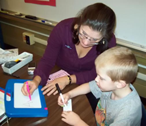 Every child in kindergarten is expected to fingerspell and say the letters.