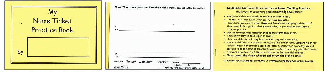 name ticket practice book for kindergarten